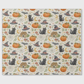 Halloween schwarzes Kätzchen Cottage Geschenkpapier (Flach)