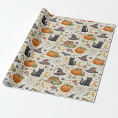 Halloween schwarzes Kätzchen Cottage Geschenkpapier (Ungerollt)