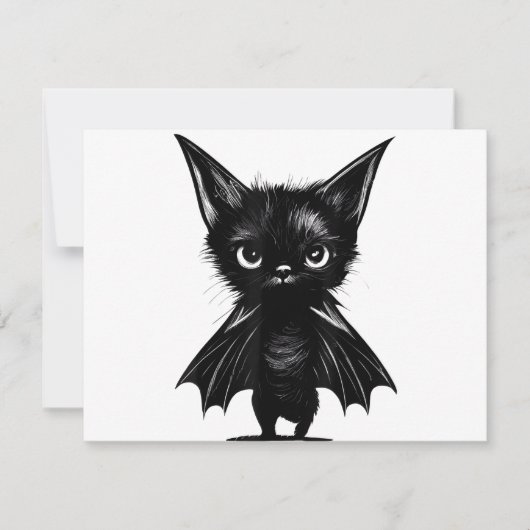 Halloween Schwarzes Kätzchen in Bat-Kostüm (Vorderseite)
