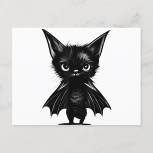 Halloween Schwarzes Kätzchen in Bat-Kostüm Feiertagspostkarte
