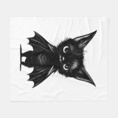 Halloween Schwarzes Kätzchen in Bat-Kostüm Fleecedecke (Vorderseite (Horizontal))