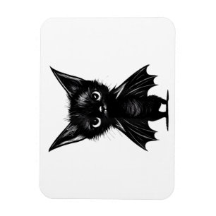 Halloween Schwarzes Kätzchen in Bat-Kostüm Magnet