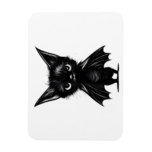 Halloween Schwarzes Kätzchen in Bat-Kostüm Magnet (Vertikal)