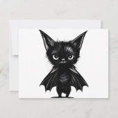 Halloween Schwarzes Kätzchen in Bat-Kostüm Save The Date (Rückseite)