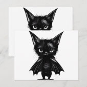 Halloween Schwarzes Kätzchen in Bat-Kostüm Save The Date (Vorne/Hinten)
