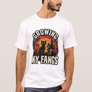 Halloween-Schwarzes-Katzen-Shirt-Wachsende-Zähne_1 T-Shirt