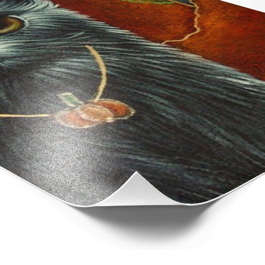 HALLOWEEN SCHWARZKATZE MIT PUMPKIN PENDANT DRUCKEN FOTODRUCK (Ecke)