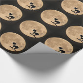 Halloween-Schwarzkatze mit Vollmond Geschenkpapier (Ecke)