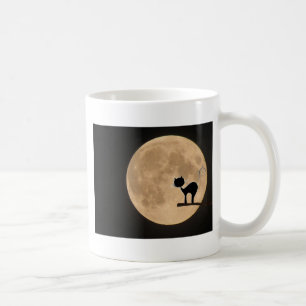 Halloween-Schwarzkatze mit Vollmond Kaffeetasse