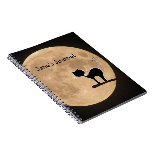 Halloween-Schwarzkatze mit Vollmond Notizblock (Rechte Seite)