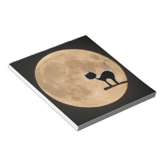 Halloween-Schwarzkatze mit Vollmond Notizblock (angewinkelt)