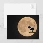 Halloween-Schwarzkatze mit Vollmond Postkarte (Vorne/Hinten)