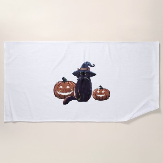 Halloween-Schwarzkatze Oversifizierter T - Shirt Strandtuch (Vorderseite)