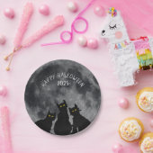 Halloween-Schwarzkatzen auf Vollmond Pappteller (Party)