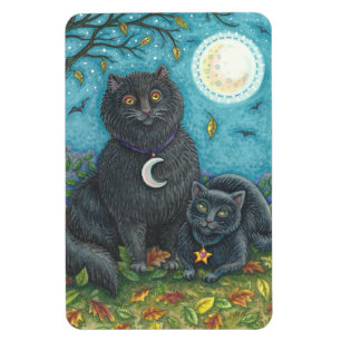 HALLOWEEN SCHWARZKATZEN, FOLK ART MAGNET LG RETang