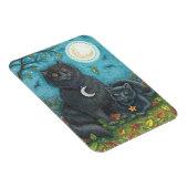 HALLOWEEN SCHWARZKATZEN, FOLK ART MAGNET RETangle (Rechte Seite)