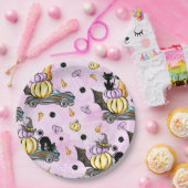 HALLOWEEN SCHWARZKATZEN IN FAHRZEUGEN MIT PUMPKINS PAPPTELLER (Party)