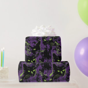 Halloween-Schwarzkatzenlöffel-Saison lila Geschenkpapier