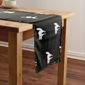 Halloween-Schwarzkatzenschwarz-Weiß-niedliches Mus Kurzer Tischläufer (Beispiel)