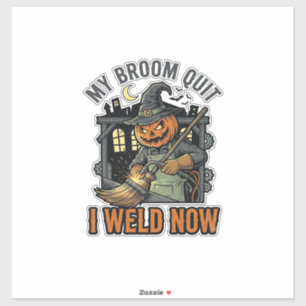 Halloween-Schweißer-Shirt Lustiges Hexenbesen-Desi Aufkleber