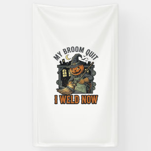 Halloween-Schweißer-Shirt Lustiges Hexenbesen-Desi Banner