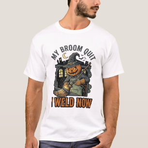 Halloween-Schweißer-Shirt Lustiges Hexenbesen-Desi T-Shirt