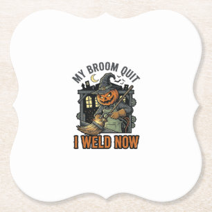 Halloween-Schweißer-Shirt Lustiges Hexenbesen-Desi Untersetzer