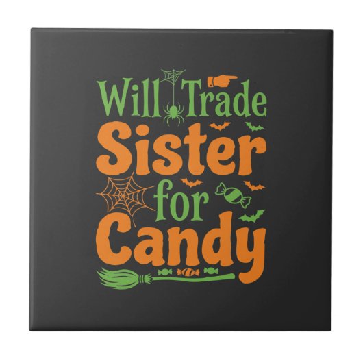 Halloween-Schwester-Candy-Handelsdesign_1 Fliese (Vorderseite)