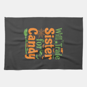 Halloween-Schwester-Candy-Handelsdesign_1 Geschirrtuch
