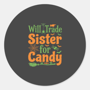 Halloween-Schwester-Candy-Handelsdesign_1 Runder Aufkleber