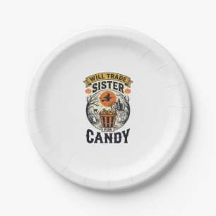 Halloween Schwester wird für Süßigkeiten Vintage_1 Pappteller