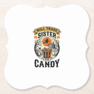 Halloween Schwester wird für Süßigkeiten Vintage_1 Untersetzer