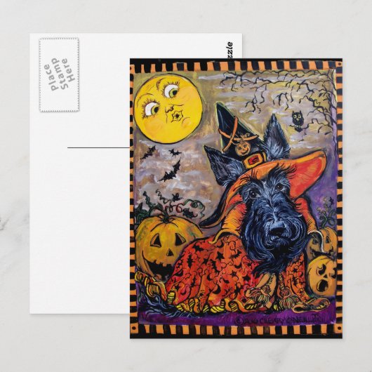 Halloween Scottie Postkarte (Vorne/Hinten)