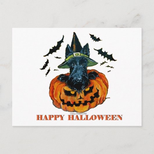Halloween Scottie Postkarte (Vorderseite)