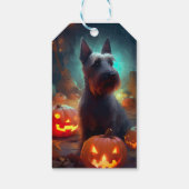 Halloween Scottish Terrier mit Pumpkins Beängstige Geschenkanhänger (Rückseite)