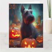 Halloween Scottish Terrier mit Pumpkins Beängstige Karte (Vorderseite)