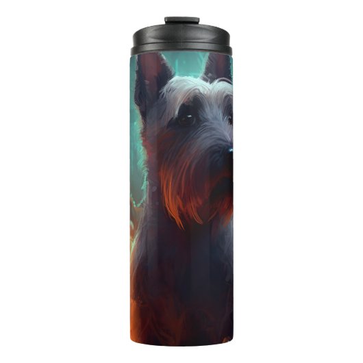 Halloween Scottish Terrier mit Pumpkins Beängstige Thermosbecher (Vorderseite)