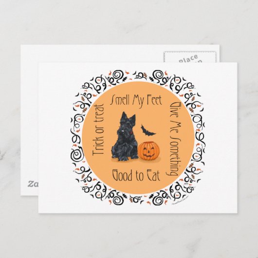 Halloween Scottish Terrier Postkarte (Vorne/Hinten)