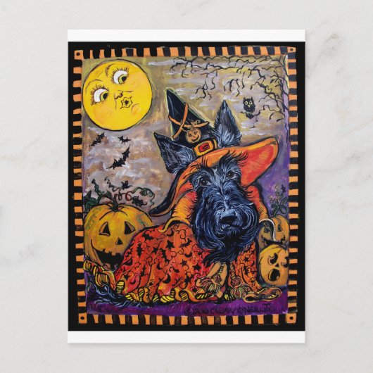 Halloween Scottish Terrier Postkarte (Vorderseite)