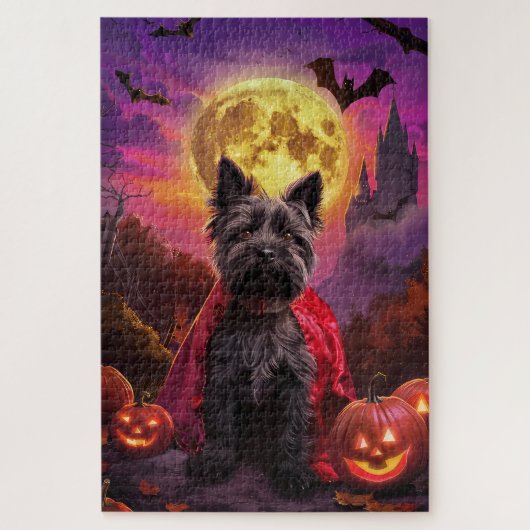 Halloween Scottish Terrier Vampir Kürbisse Gruseli Puzzle (Vertikal)