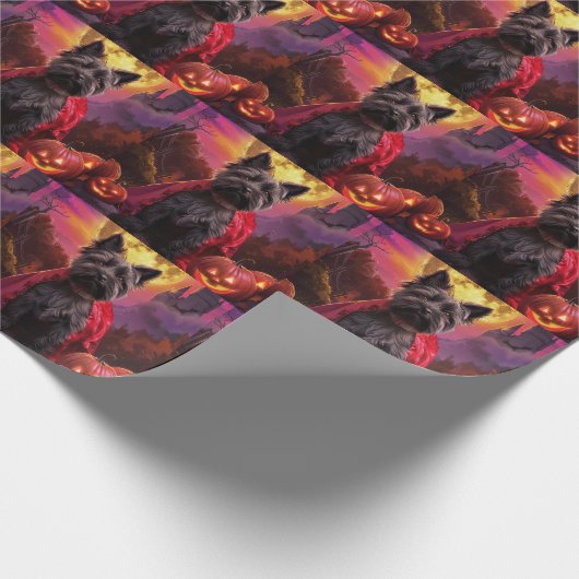 Halloween Scottish Terrier Vampire Pumpkins Beängs Geschenkpapier (Ecke)