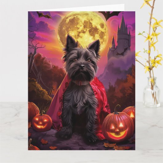 Halloween Scottish Terrier Vampire Pumpkins Beängs Karte (Gelbe Blume)