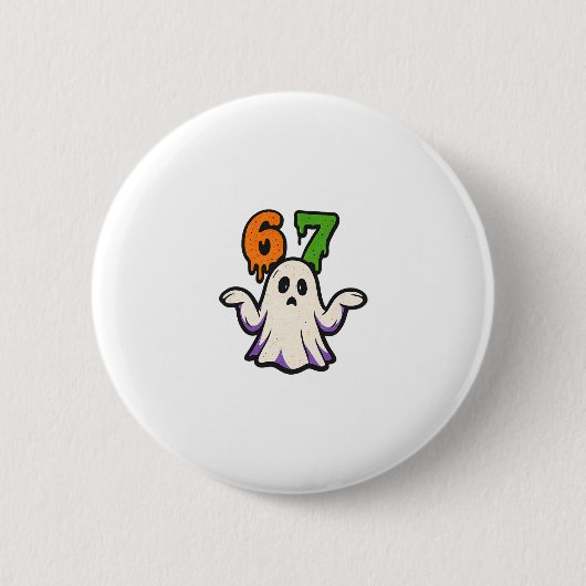 Halloween Scp 67 Süßes Geister-Meme Six Seven Kost Button (Vorderseite)