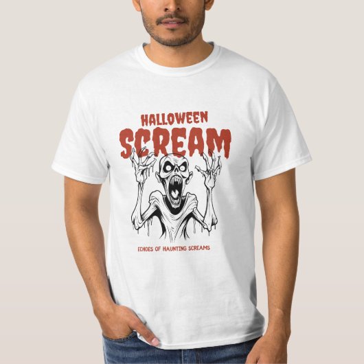 Halloween Scream Weiß T-Shirt (Vorderseite)