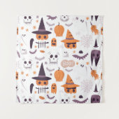 Halloween Seamless Pattern Tapestory Spooky & Fun Wandteppich (Vorderseite)