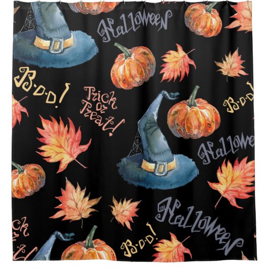 Halloween seamless pattern with halloween pumpkin, duschvorhang (Vorderseite)