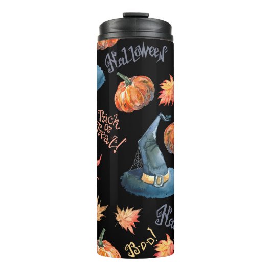Halloween seamless pattern with halloween pumpkin, thermosbecher (Vorderseite)