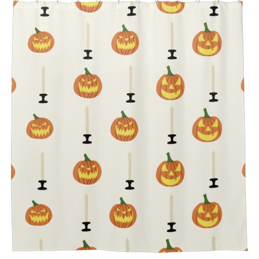 Halloween seamless pattern with pumpkins and candl duschvorhang (Vorderseite)