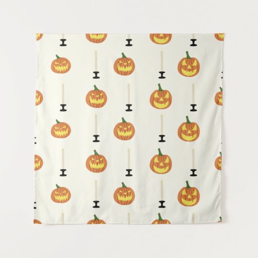 Halloween seamless pattern with pumpkins and candl wandteppich (Vorderseite)