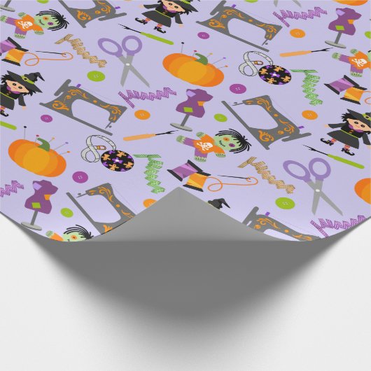 Halloween Seamstress Nähbegriffe Geschenkpapier (Ecke)